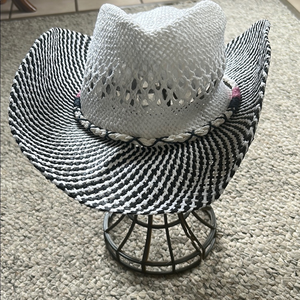 Elegant Black and White Women's Woven Hat